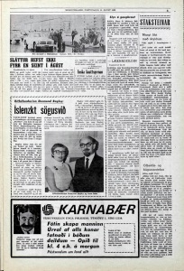 Desmond Bagley Icelandic media article from Morgunbladid 15th August 1969.