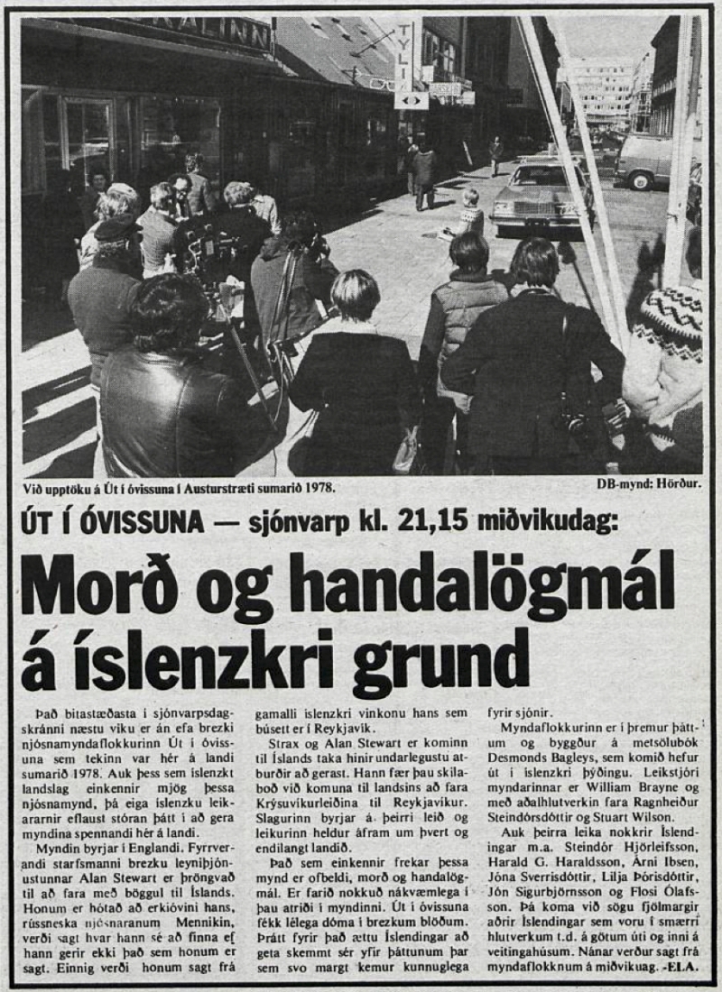 Desmond Bagley Running Blind Icelandic media article from Dagbladid 18th January 1980.
