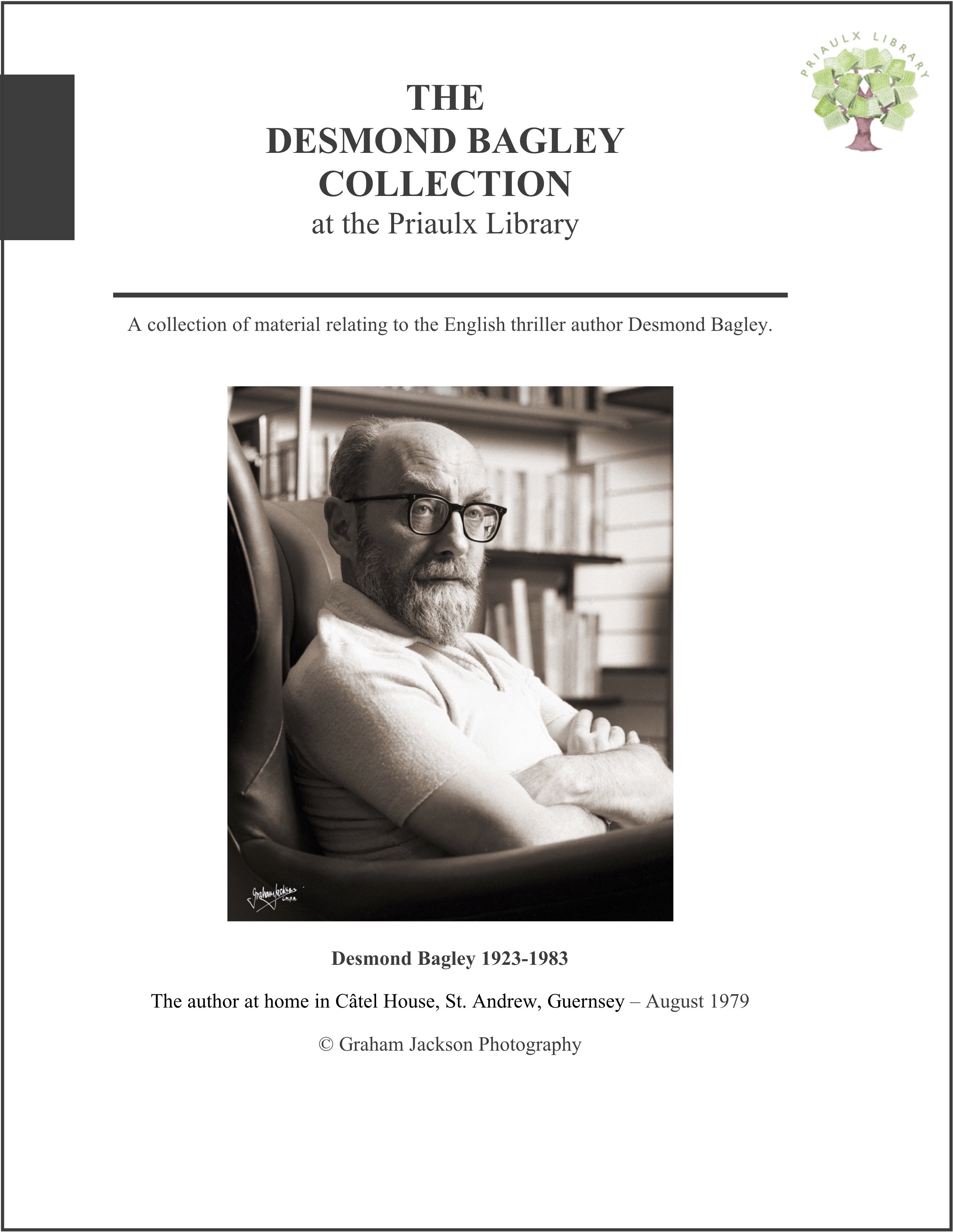 The Desmond Bagley Collection at the Priaulx Library, Candie House, Candie Gardens, St. Peter Port, Guernsey. © The Bagley Brief.